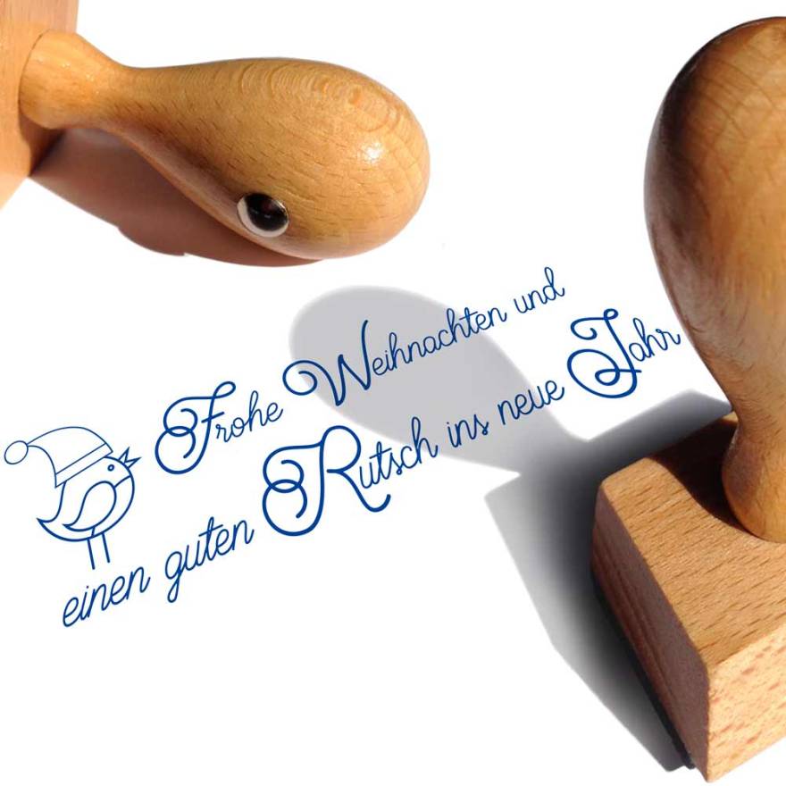 Stempel für frohe Weihnachten und einen guten Start ins neue Jahr.