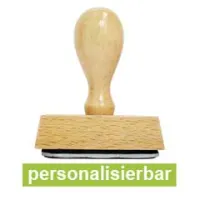 Holzstempel zum Thema Schulanfang mit einem Alien-Motiv.